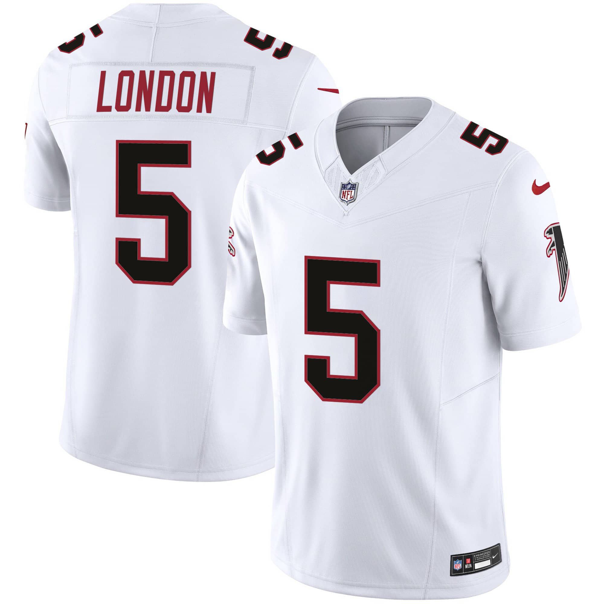 Men Atlanta Falcons 5 London White 2024 Nike Vapor Limited NFL Jersey